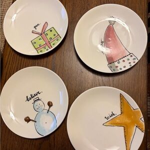 Rae Dunn Holiday Plate Set - Green, Red, Blue, Orange